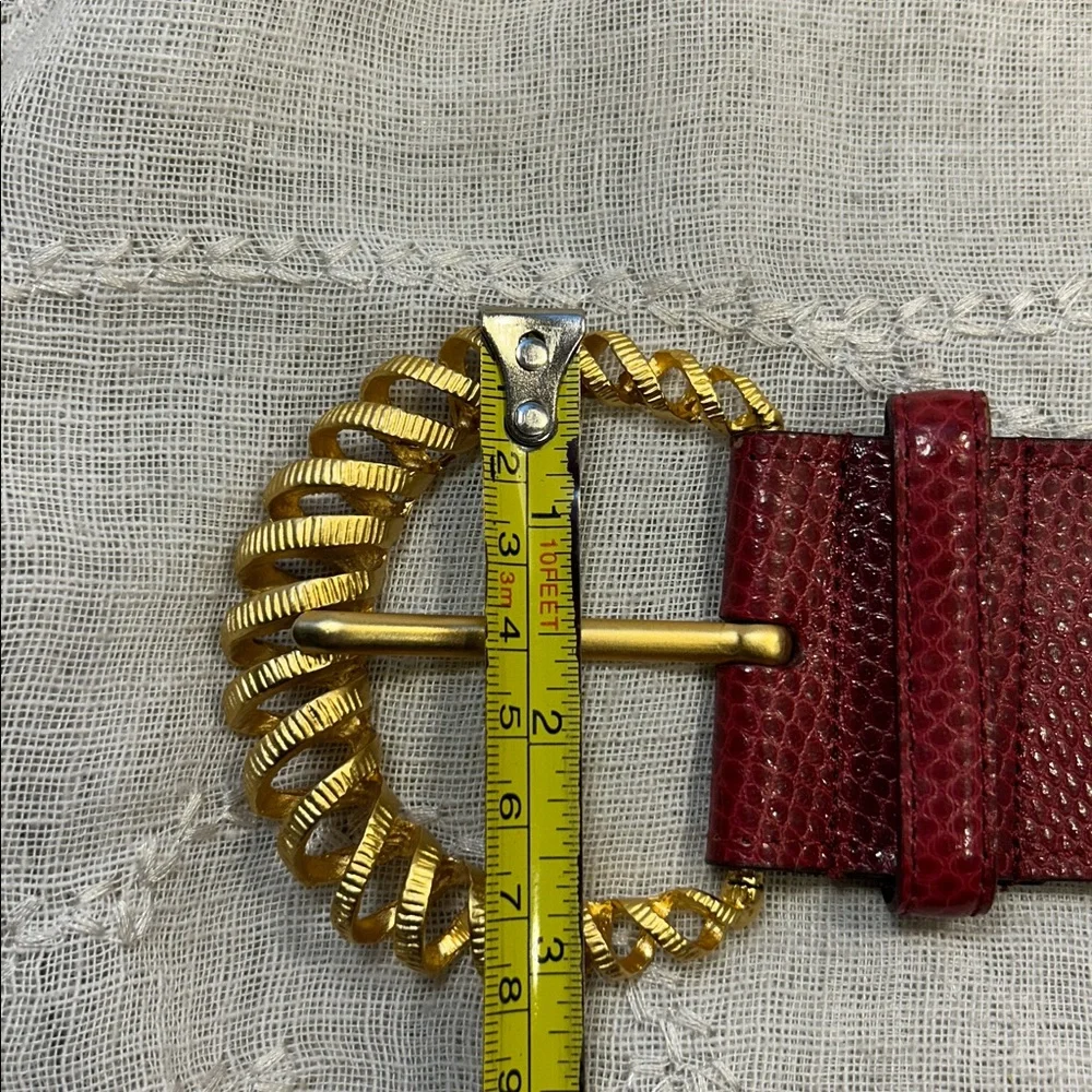 Cipriani lizard leather wide belt with spiral twist buckle